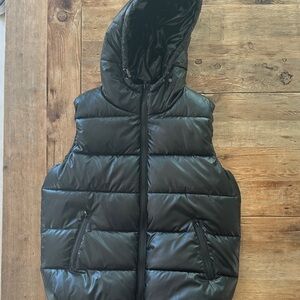 Black Hooded Puffer Vest